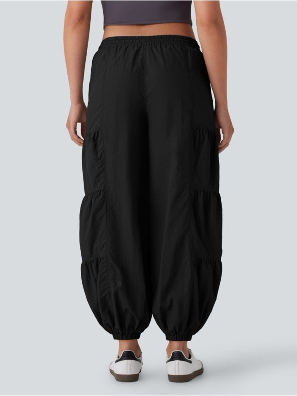 HALARA Mid Rise Drawstring Pocket Ruched Parachute Casual Cargo Baggy Joggers - Picture 3 of 4